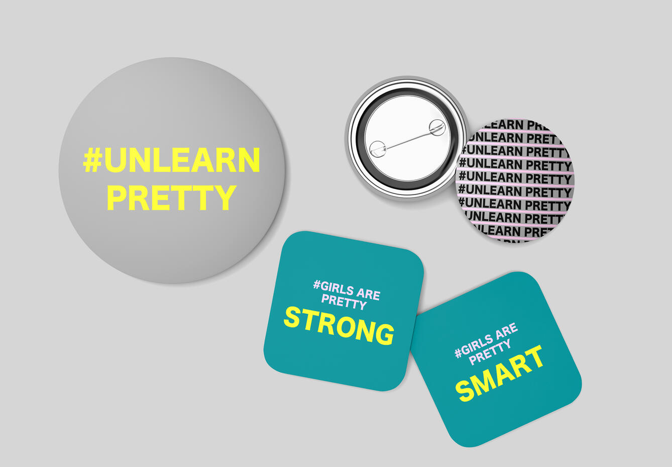 #UNLEARN PRETTY - Pins and Stickers